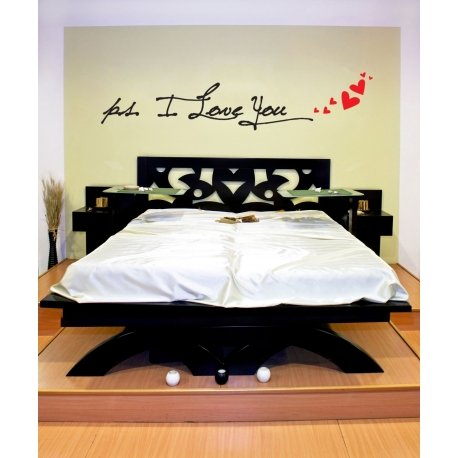 p.s. I Love You Floating Hearts Bedroom Wall Quote Vinyl Decal Sticker Removable