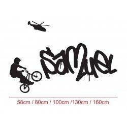 Graffiti Personalised Name Wall Custom Vinyl Decals Sticker Kids BMX BIKE Trick 