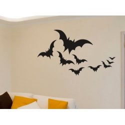 Spooky Bats Frying away Halloween Party Wall Door Decor Vinyl Decal Sticker Kids
