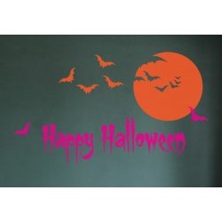 Spooky Scary Moon Bats Halloween Party Wall Door Decor Vinyl Decal Sticker Kids