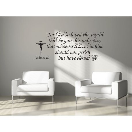 For God so loved the world Eternal life John 3: 16 Bible Wall Decal Sticker 