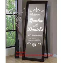 Custom Personalized Wedding Welcome Sign Wall Mirror Glass Decal Sticker Removable