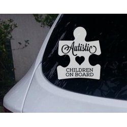 Autistic Children on Board Puzzle Autism Awareness Safety Sign Car Decal Sticker