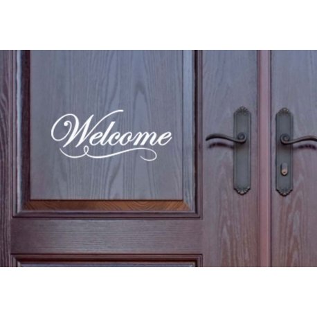 Welcome Front Door Wall Window Sign Vinyl Lettering Decal Sticker House Shop