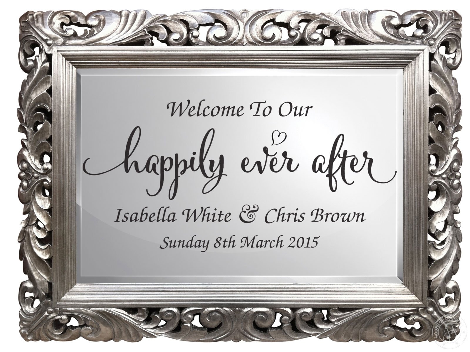 Fancy Border White Welcome To Our Wedding Metal Plaque Sign 