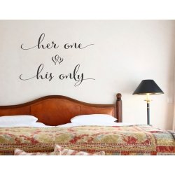 Her One His Only Couple in Love Wedding Bedroom Sign Wall Tattoo Decal Sticker