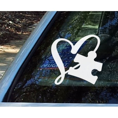 Love Autism Awareness Puzzle Piece - Safety Sign Car Vinyl Decal Sticker