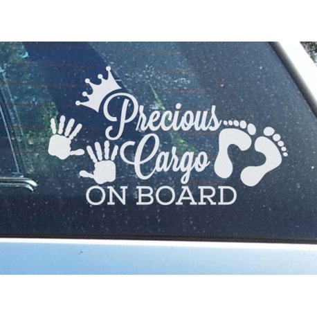 Precious Cargo on Board w/ Hands Feet Safety Sign Print Car Window Decal Vinyl Sticker