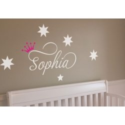 Custom Name Princess Prince Crown Star Personalised Wall Decal Sticker Removable