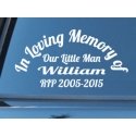 Custom Name In Loving Memory of RIP Years Memorial Car Sign Vinyl Decal Sticker