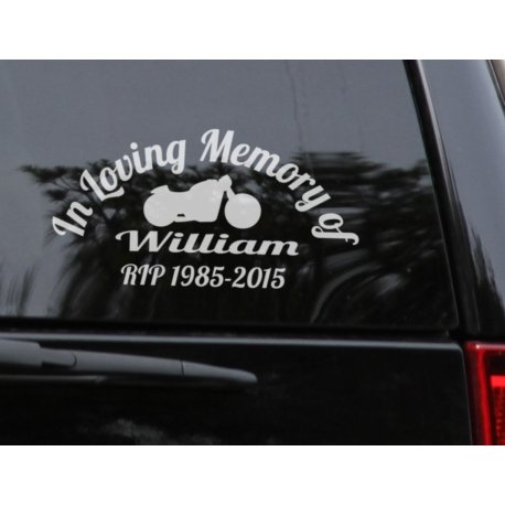 Custom Name In Loving Memory of RIP Years Biker Memorial Car Sign Vinyl Decal Sticker