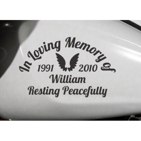 Custom Name Years Angel Wings In Loving Memory Rest Peacefully Memorial Car Bike Sign Vinyl Decal Sticker