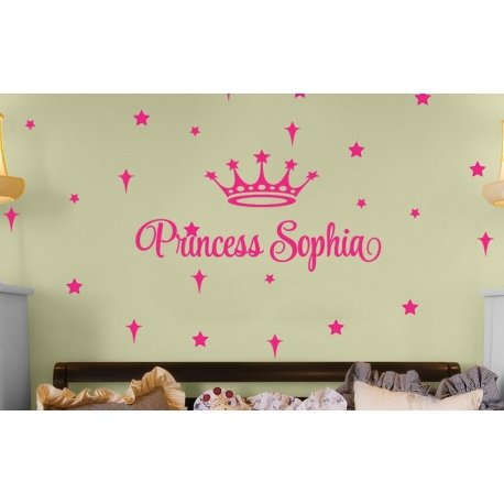 Custom Name Princess Prince Crown Star Personalised Wall Decal Sticker Removable