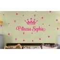 Custom Name Princess Prince Crown Star Personalised Wall Decal Sticker Removable