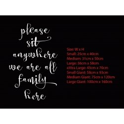 Please Sit Anywhere Wedding Seating Sign Wall Mirror Frame Glass Decal Sticker