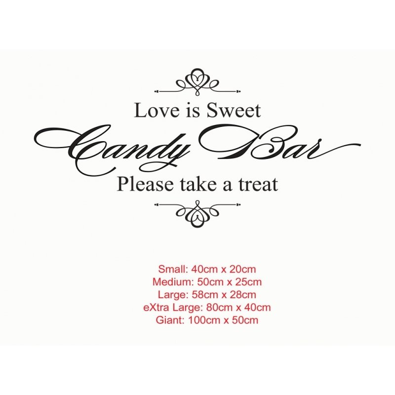 Wedding Candy Bar Sign Decal Love Is Sweet Wall Mirror Sticker Wedding Candy Bar Sign Decal Love Is Sweet Wall Mirror Sticker Removable