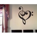 Music Heart Beat Love Treble Bass Clef Removable Wall Tattoo Sticker Decal