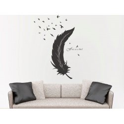 Feather Free as a bird Wall Art Tattoo Decal Lettering Sticker