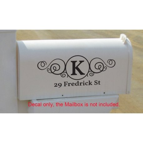 Custom Swirly Monogram Mailbox Sticker Vinyl Decal