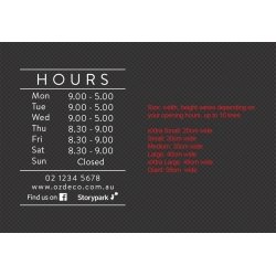 Custom Opening Hours Window Decal Weekdays Weekend Facebook Storypark_complete