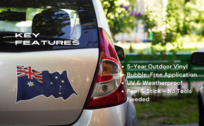 A Pair of Waving Australian Flag Stickers