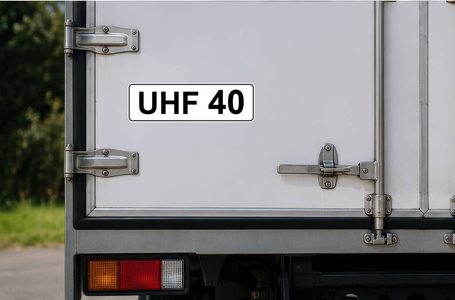 Custom UHF 10 18 40 or Personalised Channel Decal Sticker for Caravan, 4WD & Ute — size guide
