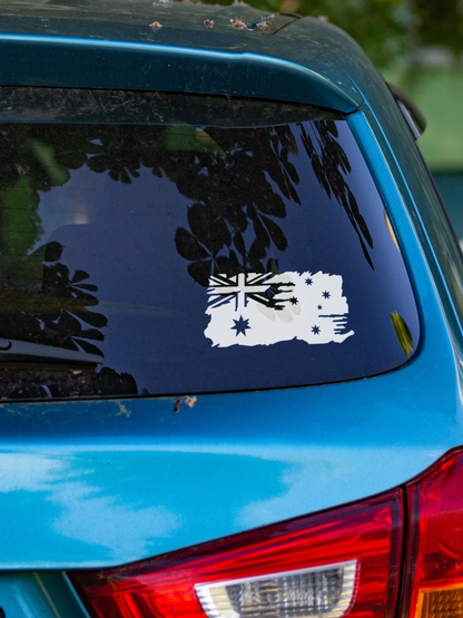 Distressed Australian Flag Decal: Single Colour Cut Vinyl Car Sticker — size guide