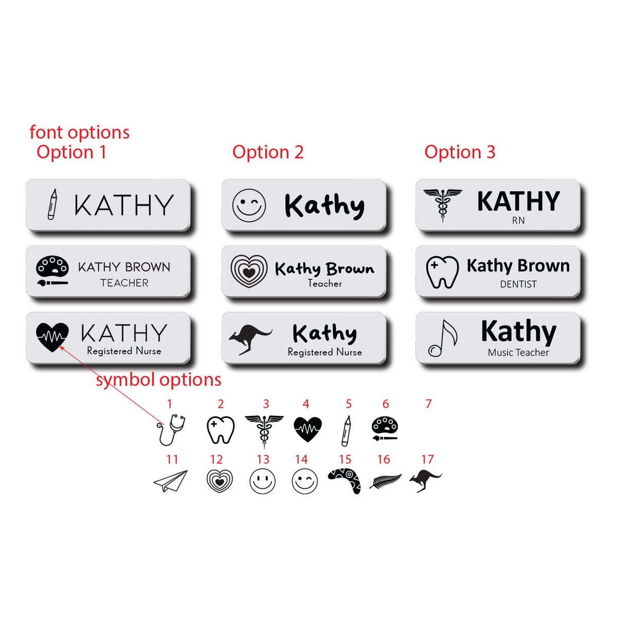 Custom Acrylic Name Badge: Personalized Business Tag, Logo, Symbol — size guide