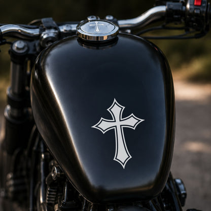 Latin Gothic Cross Sticker Decal – for Car Bike Helmet