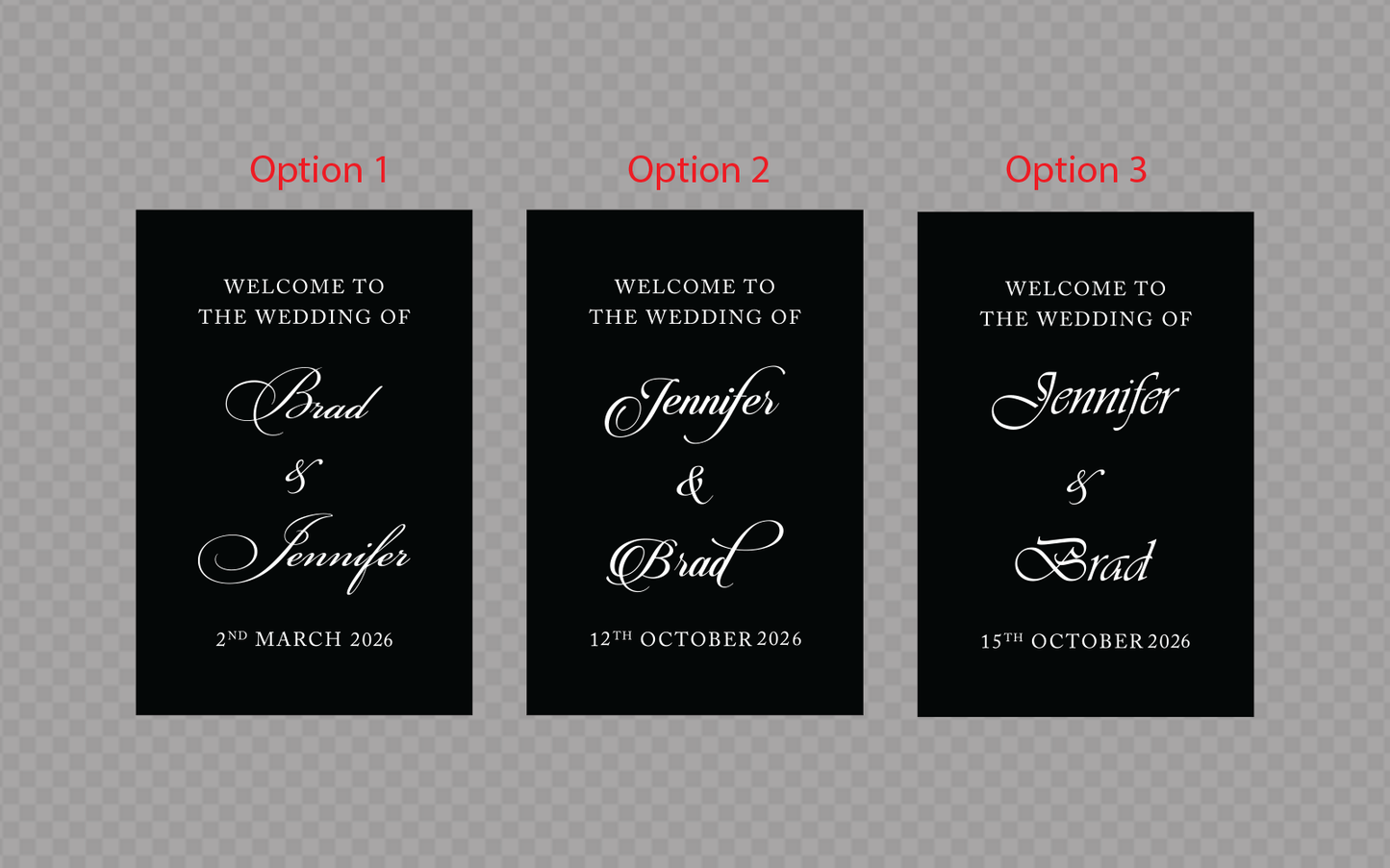 Personalised Acrylic Wedding Sign | Custom Rigid Board (A4 to 900 x 1200mm)