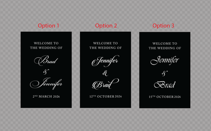 Personalised Acrylic Wedding Sign | Custom Rigid Board (A4 to 900 x 1200mm)