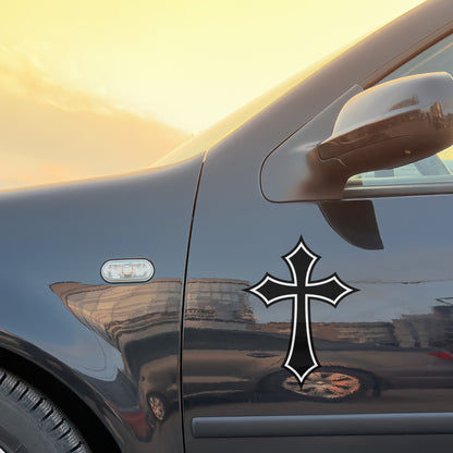 Latin Gothic Cross Sticker Decal – for Car Bike Helmet