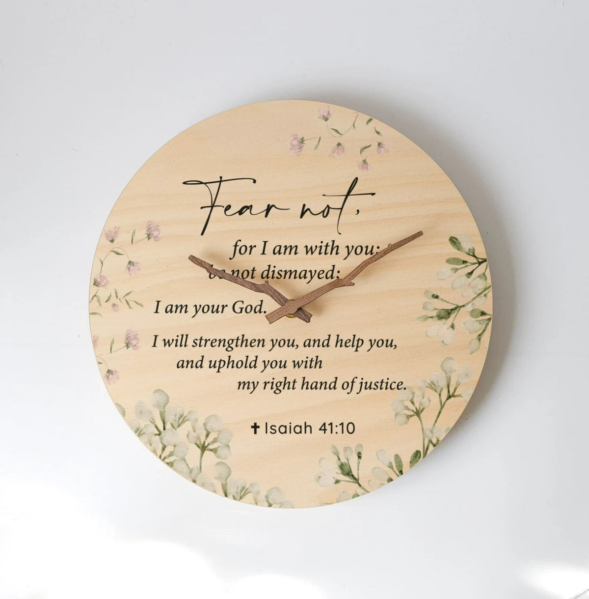 Bible Verse Wall Clock Isaiah 41:11 Fear Not Christian Wood Clock Wall decor — product photo