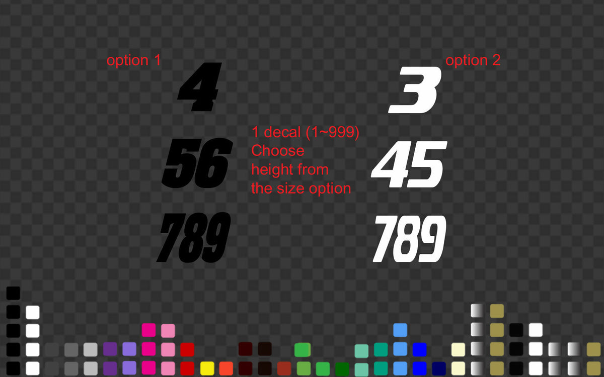 Custom Race Number Decal Sticker Motocross Kart MX Dirt Bike — product photo