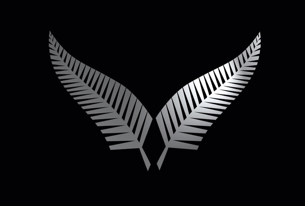 Silver Fern Pair New Zealand Symbol Car Boat Decal Sticker Cast vinyl — shown applied