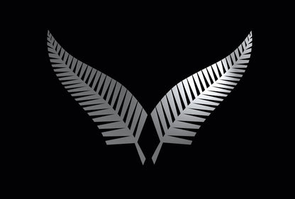 Silver Fern Pair New Zealand Symbol Car Boat Decal Sticker Cast vinyl — shown applied