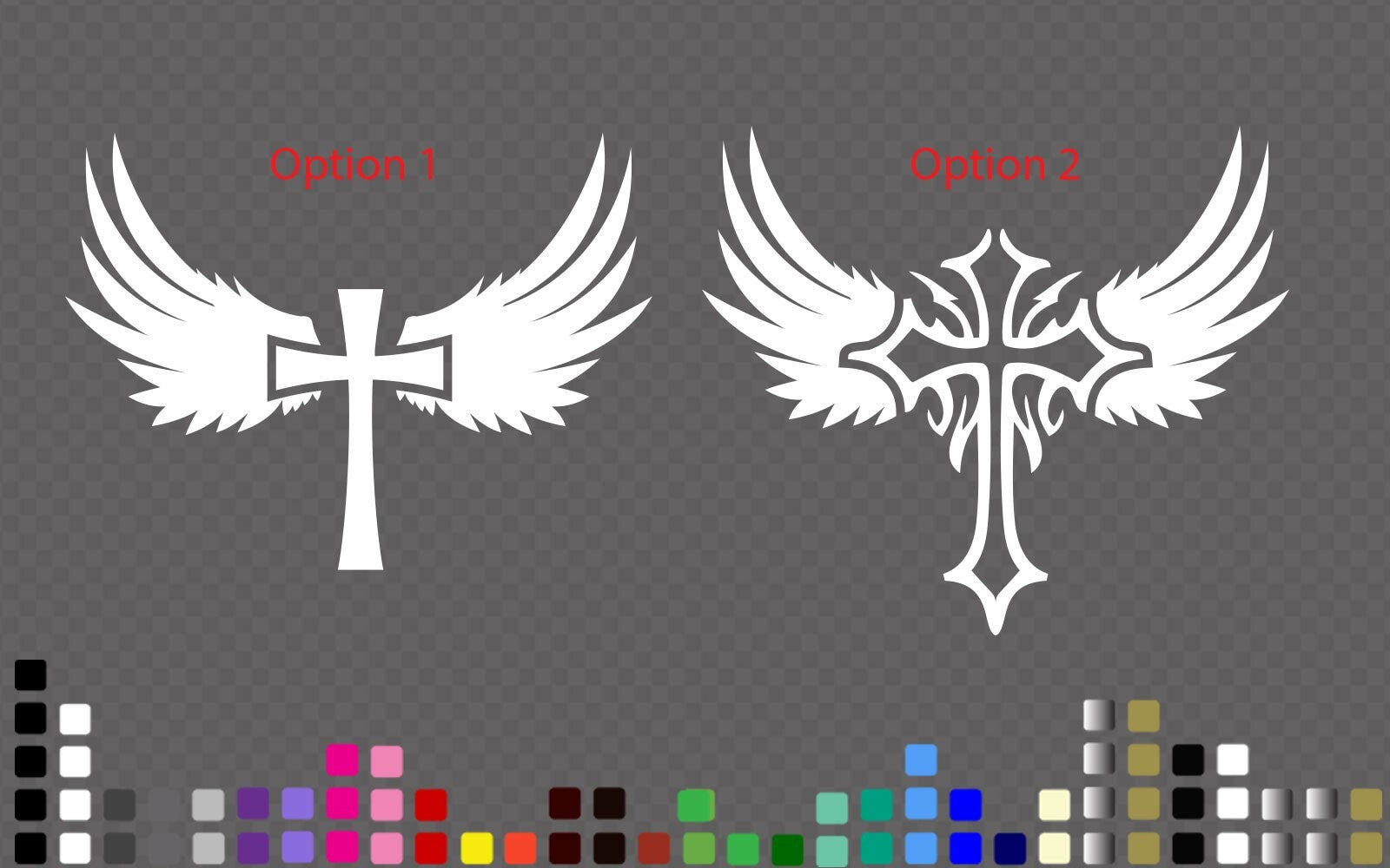 Cross Angel Christian Decal - Religious Winged Cross Sticker for Cars, Bikes — product photo