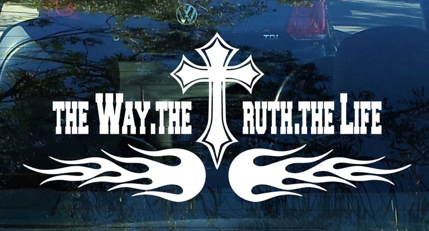 The Way The Truth The Life Sticker Decal Bible Jesus Cross Car Window Christian by OZ DECO