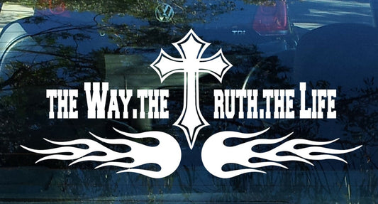 The Way The Truth The Life Sticker Decal Bible Jesus Cross Car Window Christian by OZ DECO