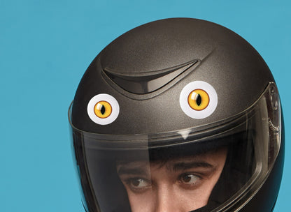 Eyeball Eye Stickers Pair Magpie Swooping Deterrent Helmet Car Decal 2-30cm — shown applied
