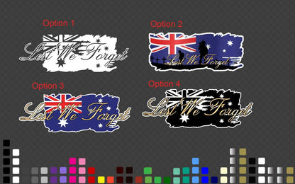 Lest We Forget Distressed Australian Flag ANZAC Decal Sticker Car Caravan Bike — product photo