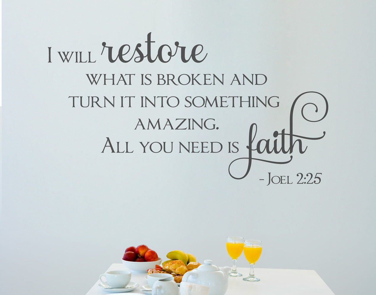 Joel 2:25 I will restore what is broken Bible Christian Wall Decal Sticker — product photo