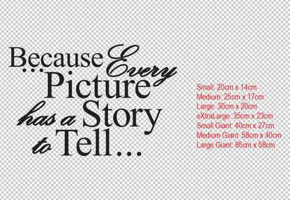 Every Picture Tells a Story Quote Lettering Wall Decal Removable — shown applied