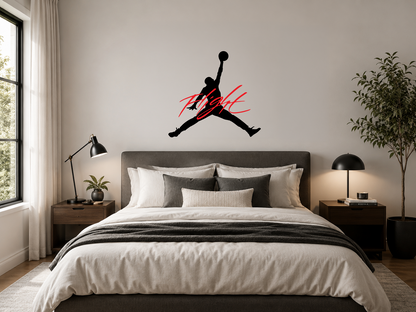 Michael Jordan Flight Decal Jumpman Sticker Basketball Wall Car Laptop Boys Room — shown applied