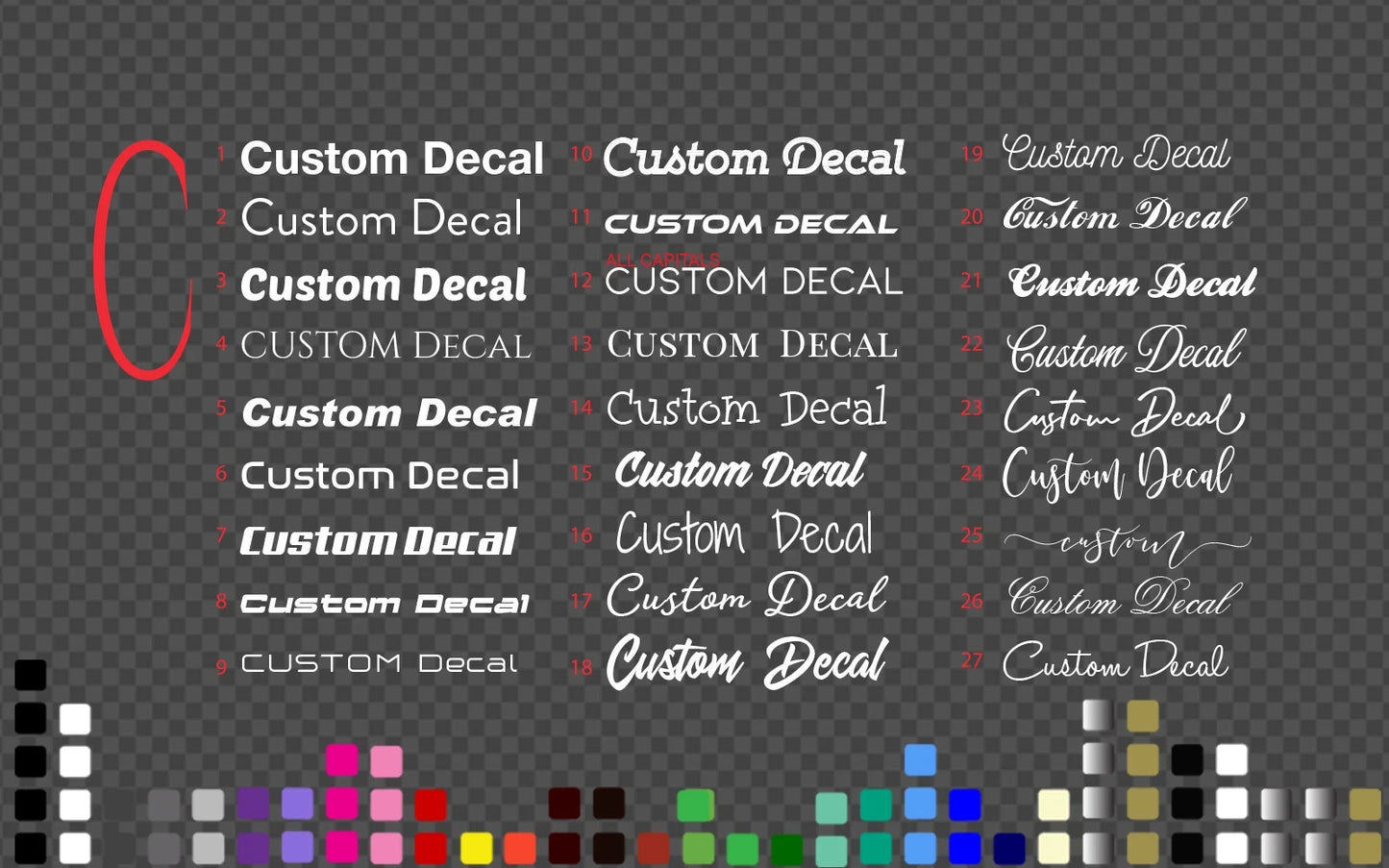 Personalised Vinyl Decals - Custom Name & Text Stickers for Cars, Boats ,Shop — colour options