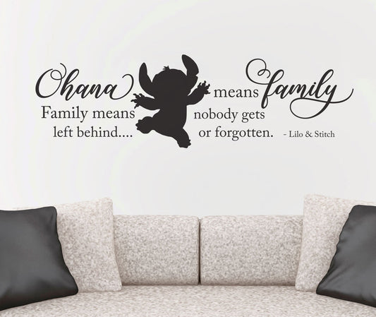 Ohana means family Lilo & Stitch Wall Door Vinyl Decal Sticker — product photo