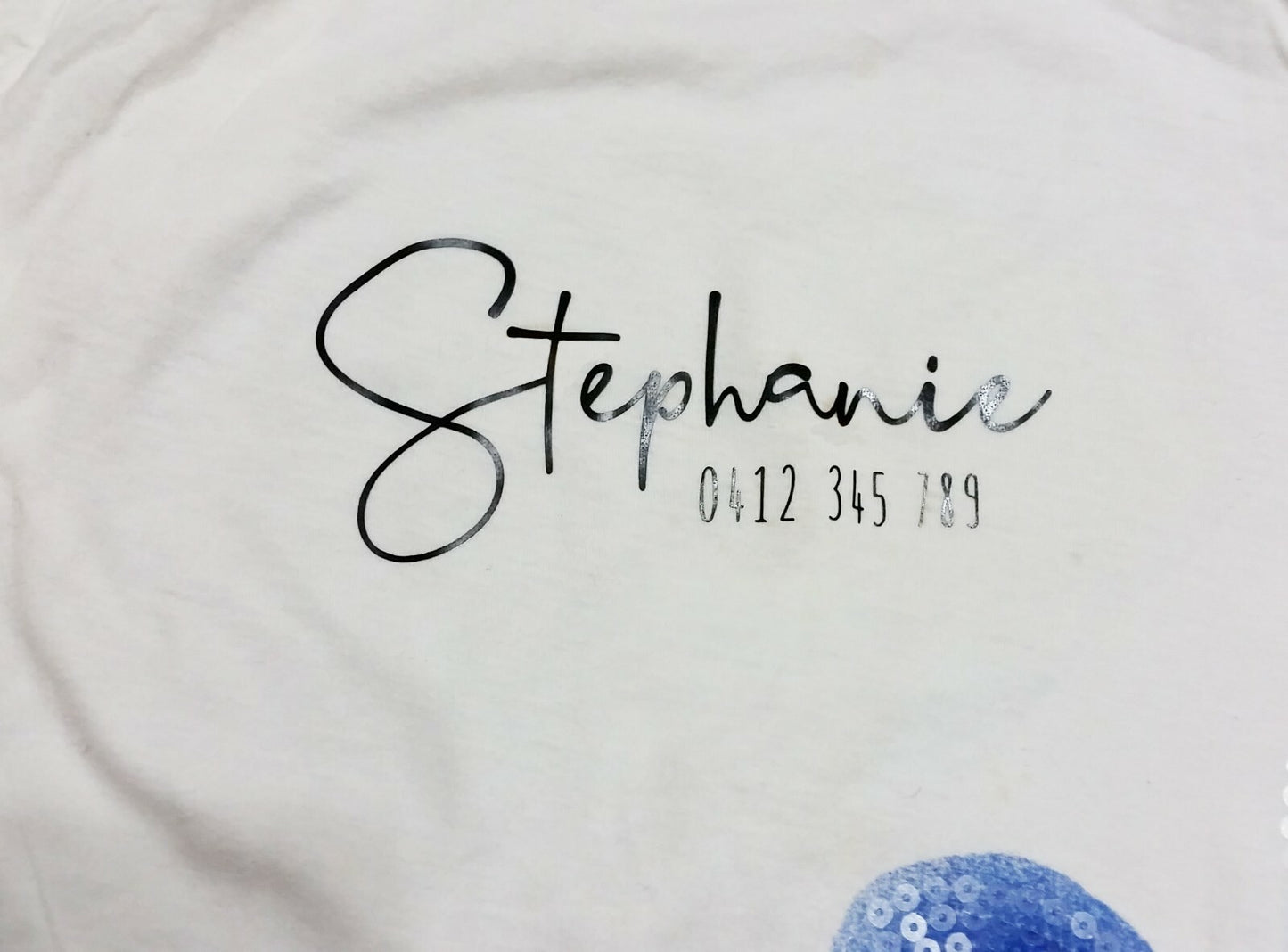 Custom Iron on Sticker Heat Transfer Glitter Rose Name Slogan Wedding Favour — size guide