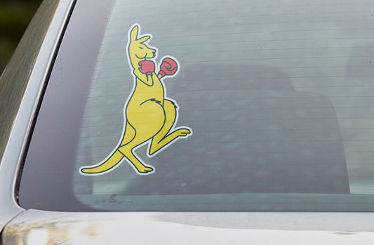 Boxing Kangaroo Decal Sticker Aussie Green Gold Car Ute 4x4 — shown applied