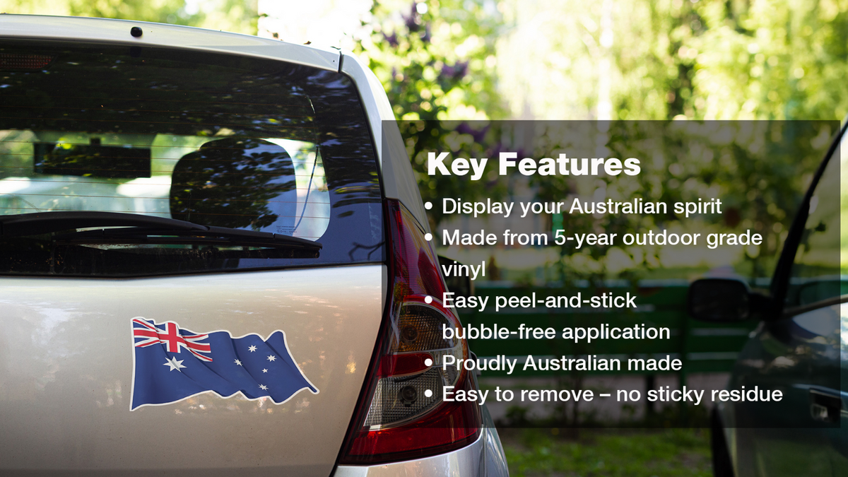 Waving Australian Flag Decal Sticker Car Bonnet Ute — shown applied
