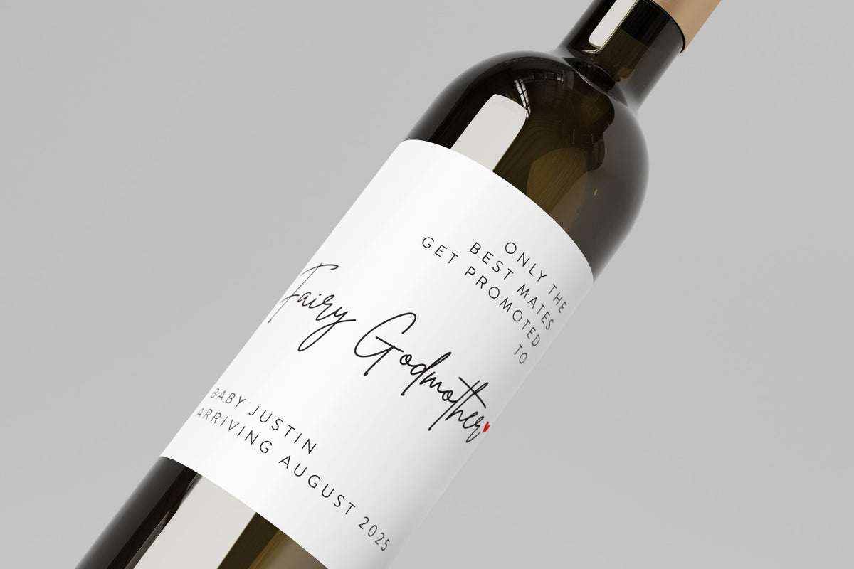 2x THE BEST MATES GET PROMOTED TO Fairy Godmother Aussie Pregnancy Wine Label — product photo